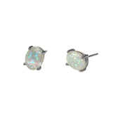 Amy White Opal Oval Studs
